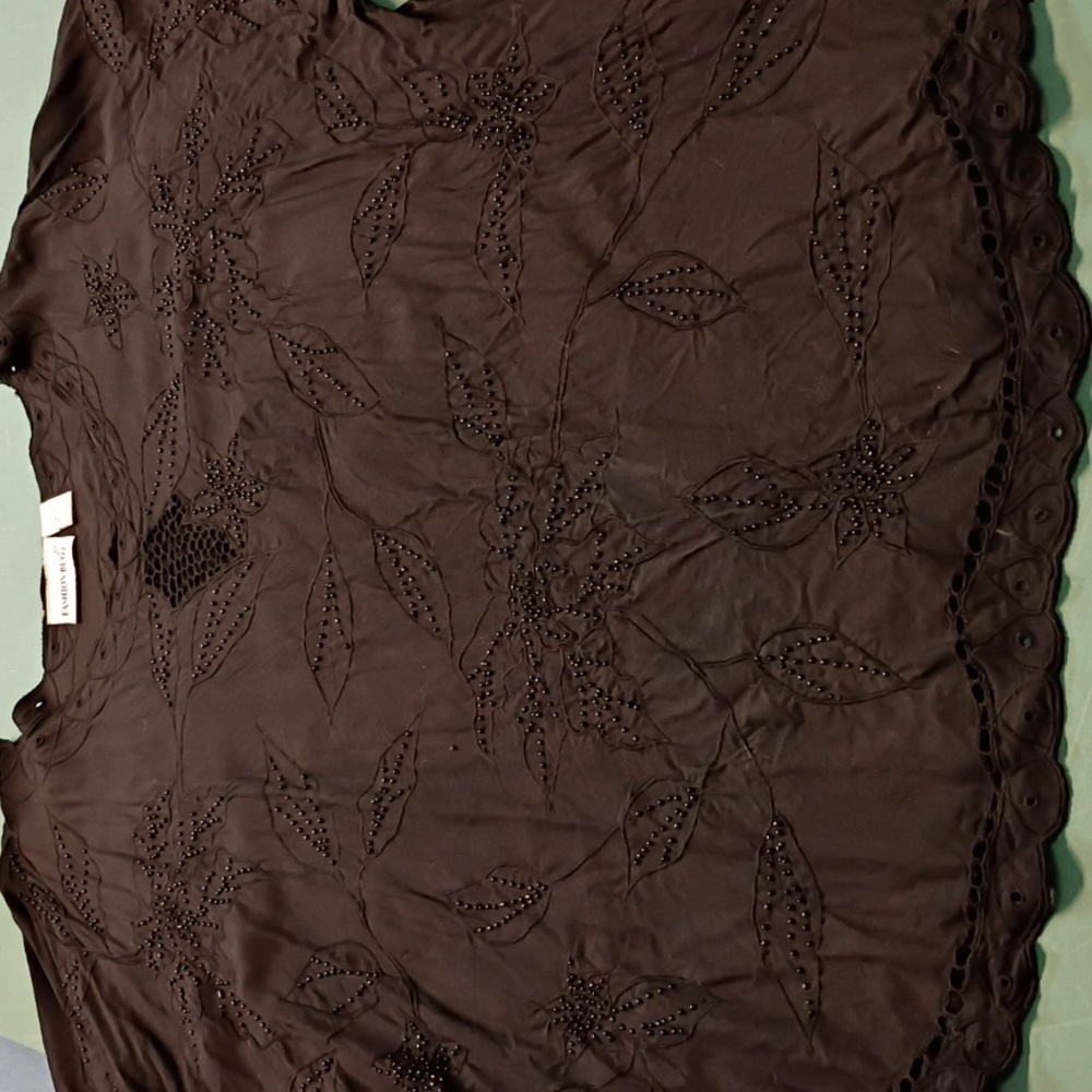 Fashion Bug Black Embellished Floral Stunning Textured Top Women's 18/20